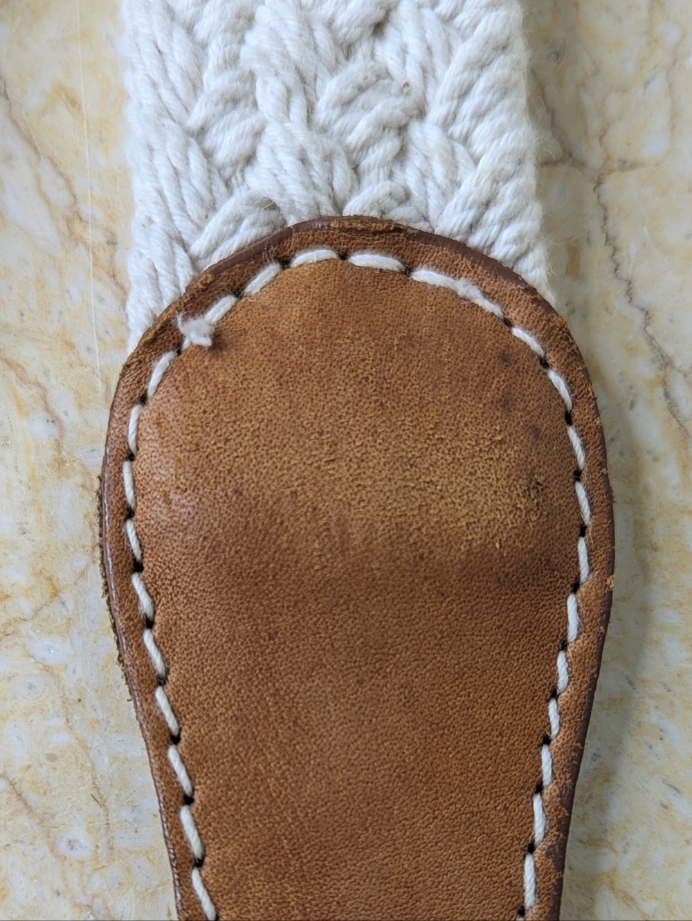 Vintage Off White Braided Brown Leather Belt Gold Tone Buckle Women's S - Picture 6 of 13